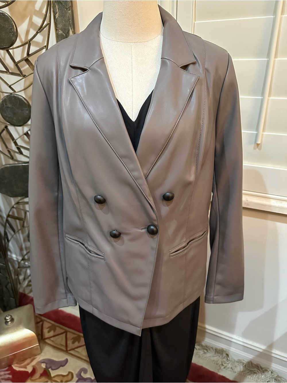 G by Giuliana grey vegan double breasted blazer. NWOT. Size XL